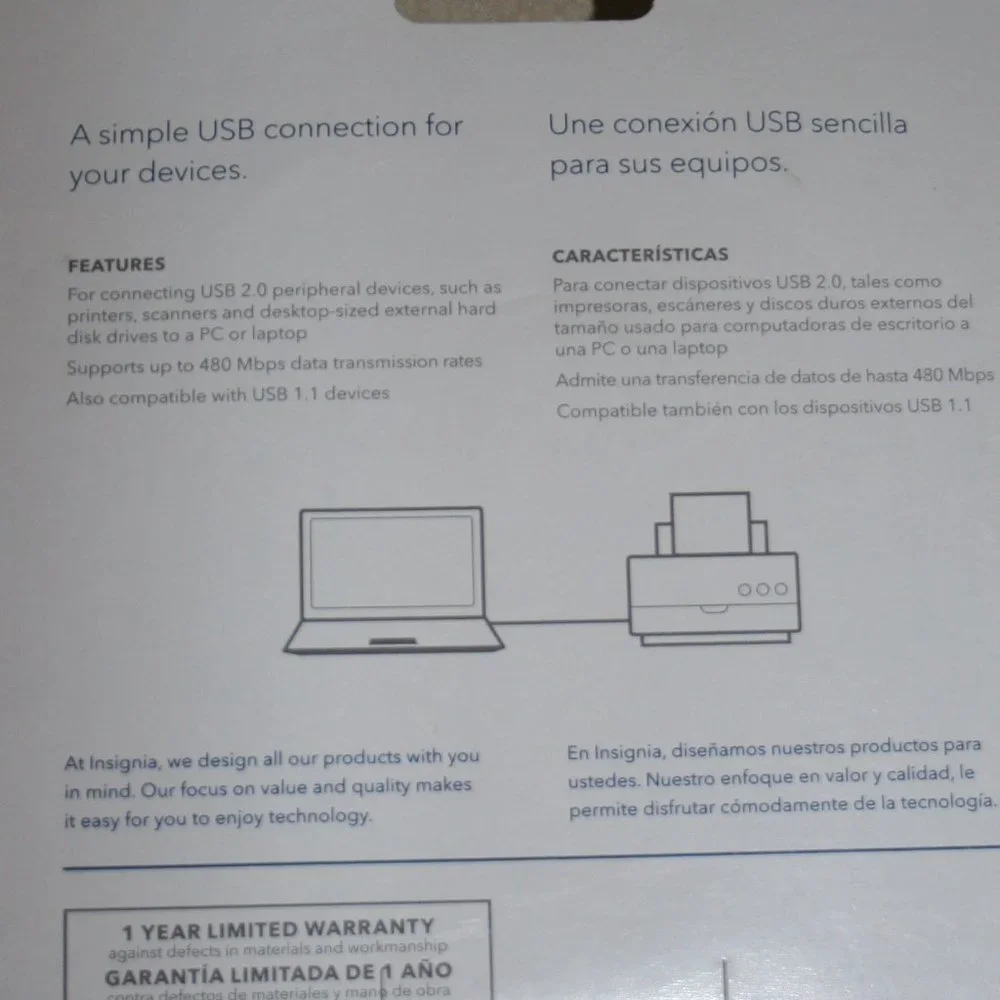 Insignia & Dynex 6 FT. USB 2.0 A to B Cables (NIB)